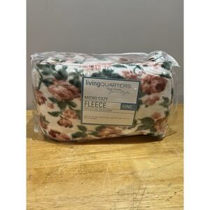 Vtg Living Quarters Rose Floral Fleece King Sheet Set Microfiber Cottagecore